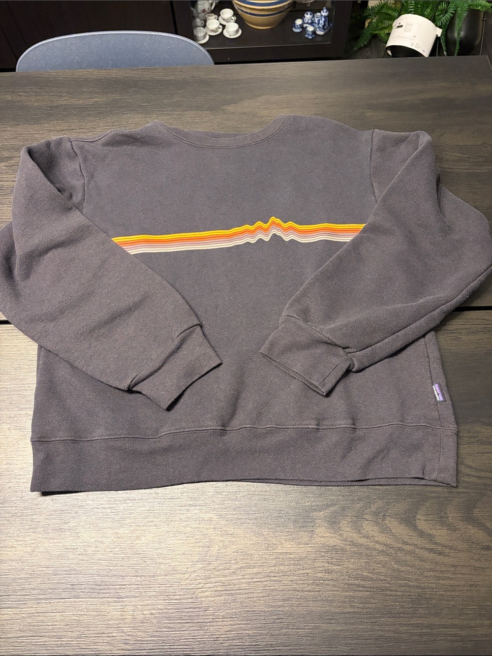 Patagonia Ridge Rise Stripe Uprisal Crew Sweatshirt Basalt Brown Medium